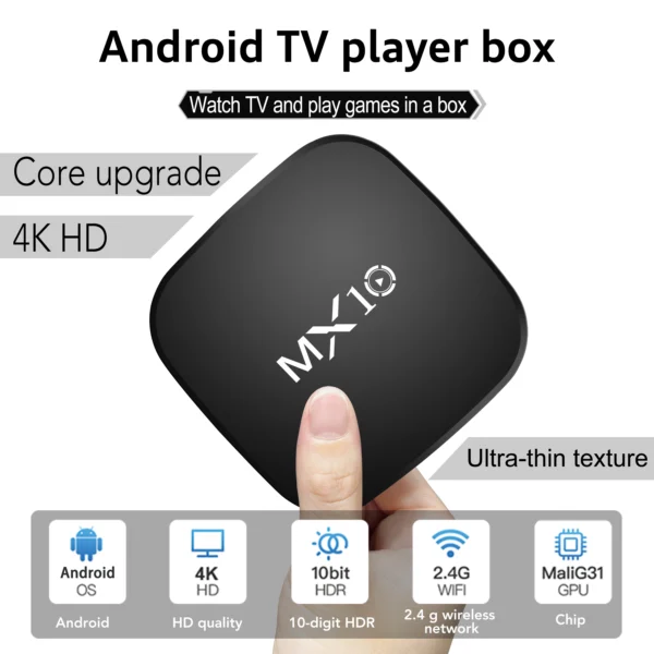 MX10 Smart TV Box Media Player Android 7.1 body feeling game Voice Assistant 3D Movie 4K Youtube TV Box - Image 2