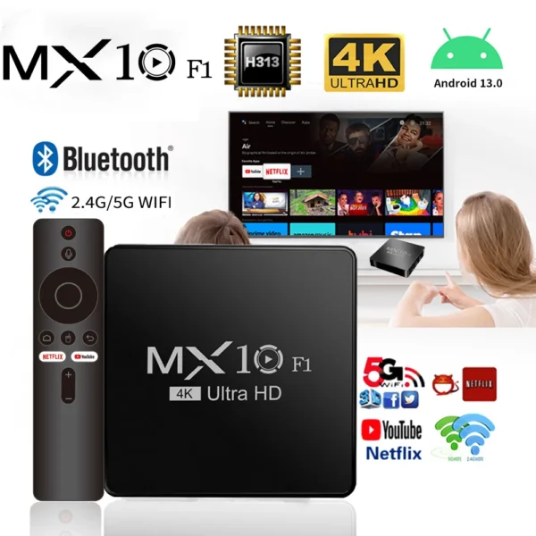android tv box decoder 2024 4k android 13 mx10 f1 digital wholesale onn certificado smart android tv box - Image 6